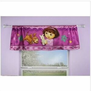 NEW Dora the Explorer Pets Window Valance 50x17 inch Pink Purple Satin Puppy Dog